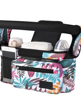 Momcozy Universal Stroller Organizer 2 Insulated Cup Holders Remove Zip Pocket